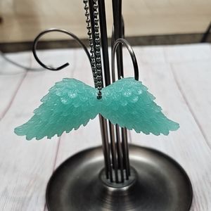 Rearview Mirror Wing Charms. Teal. Custom Made